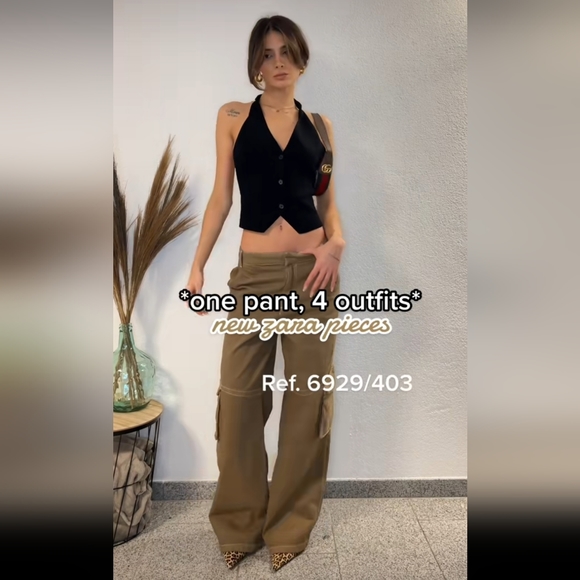 NWT Zara high waisted wide leg cargo pants - Picture 11 of 16